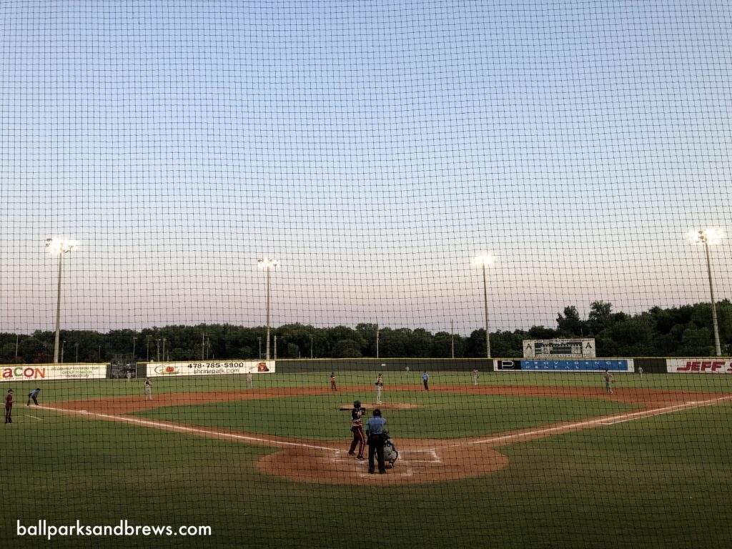 A batter stands waiting for a pitch in Macon Georgia.